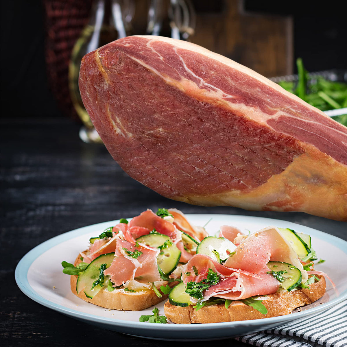 Jamonprive Serrano Ham Boneless with Ham Stand – GMO Free & Gluten Free (Approx. 1kg)