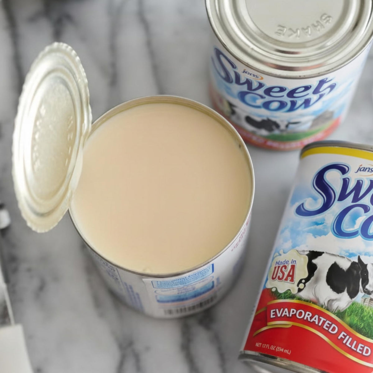 Jans Sweet Cow Evaporated Milk – 6x13.7 oz Can, Rich & Creamy Cooking Milk