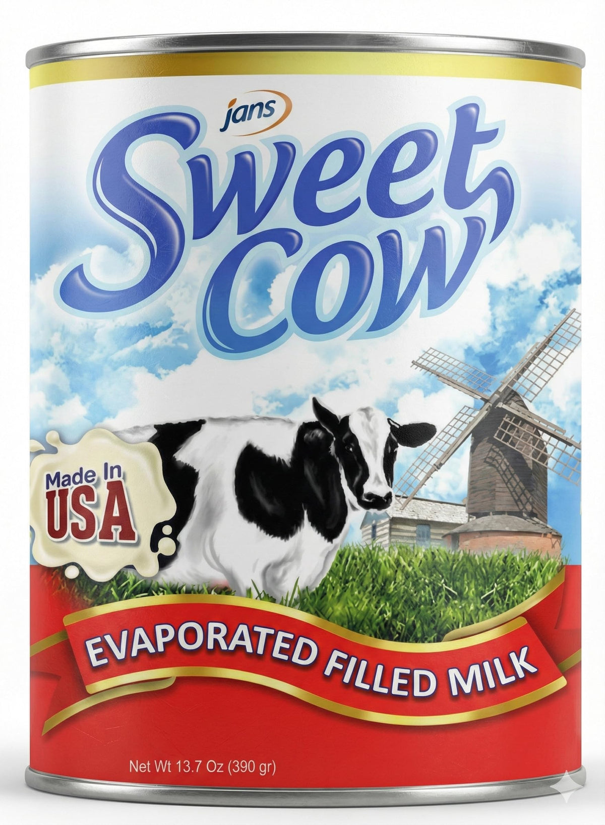 Jans Sweet Cow Evaporated Milk – 6x13.7 oz Can, Rich & Creamy Cooking Milk