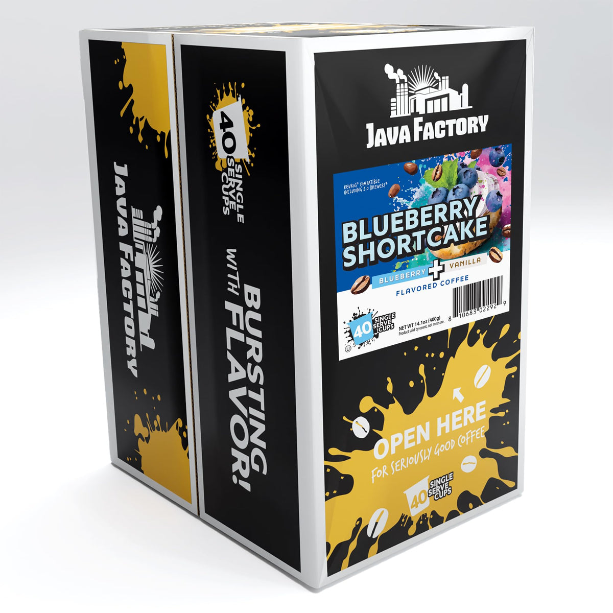 Java Factory Blueberry Shortcake Coffee Pods for Keurig – 40 Count
