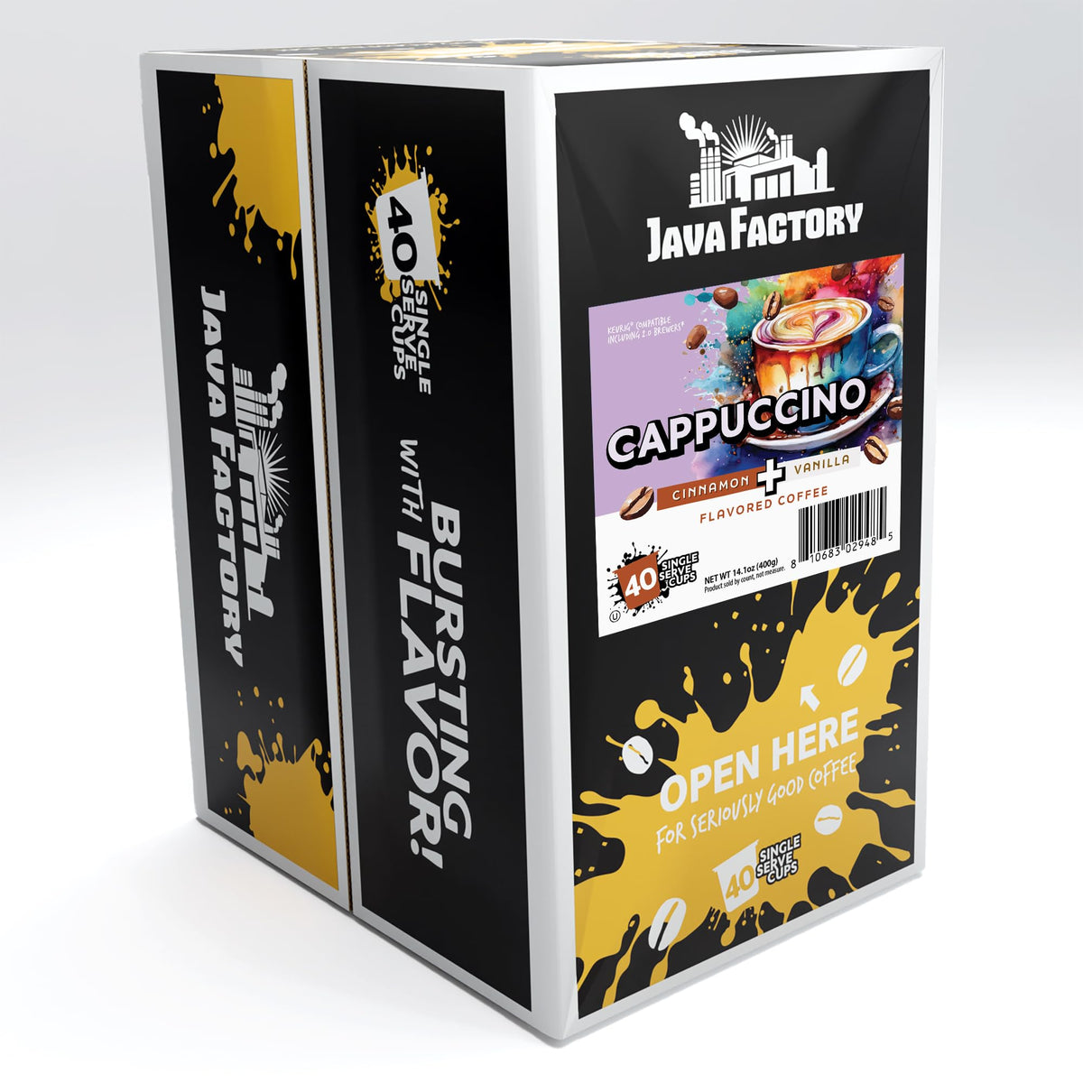 Java Factory Vanilla Cream Cinnamon Coffee Pods for Keurig K-Cup – 40 Count