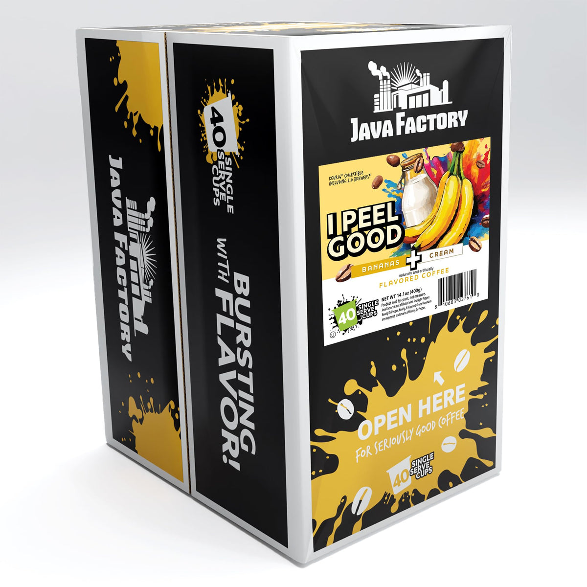 Java Factory I Peel Good Banana Cream Flavored Coffee Pods, 40 Count | K-Cup Compatible