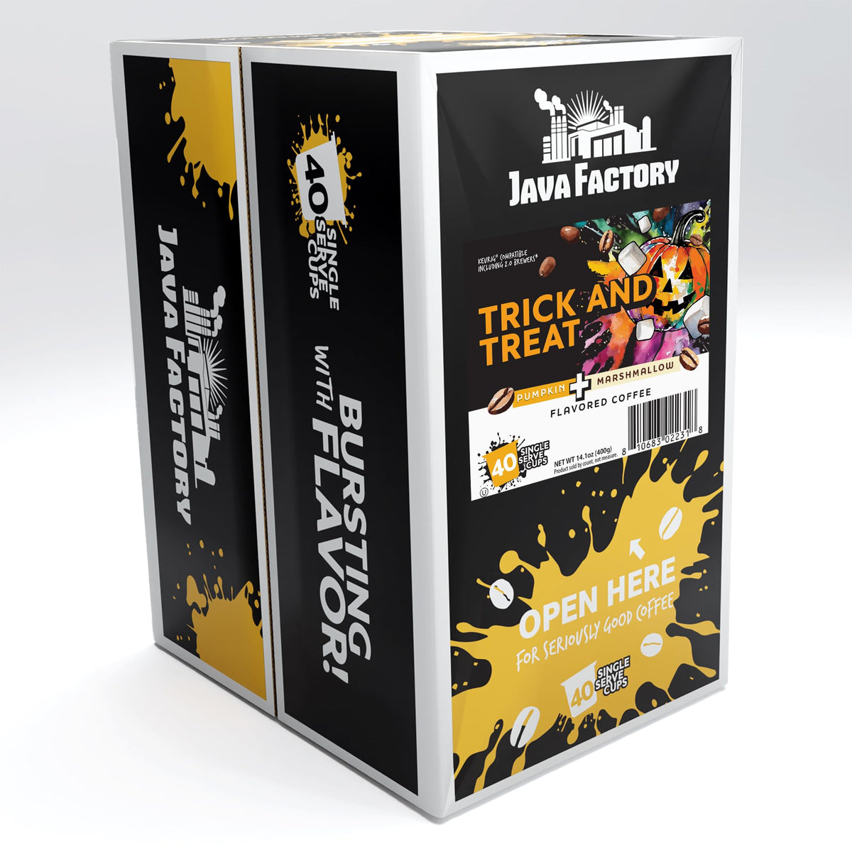 Java Factory Trick and Treat Pumpkin & Marshmallow Coffee Pods – Keurig K-Cup Compatible, 40 Count