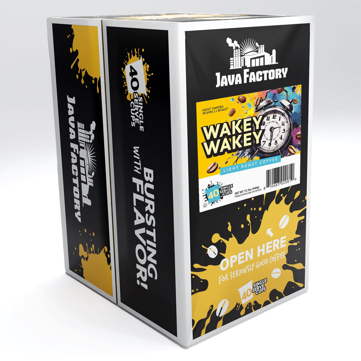 Java Factory Wakey Wakey Light Roast Coffee Pods – 40 Count, Keurig K-Cup Compatible
