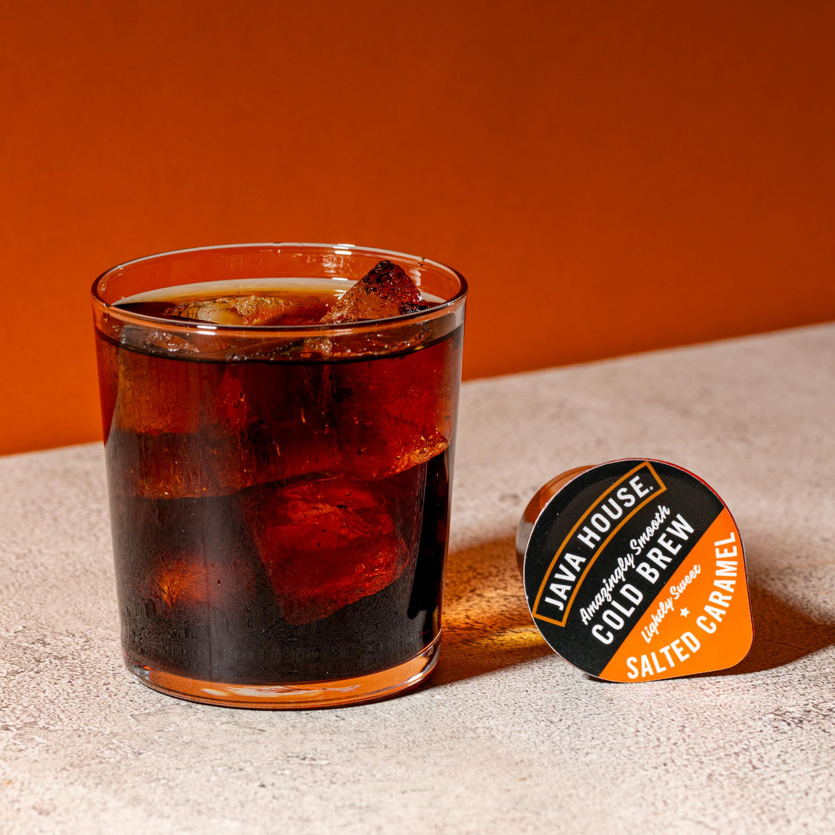 JAVA HOUSE Lightly Sweet Salted Caramel Cold Brew Capsules – Peel & Pour, 12 Count