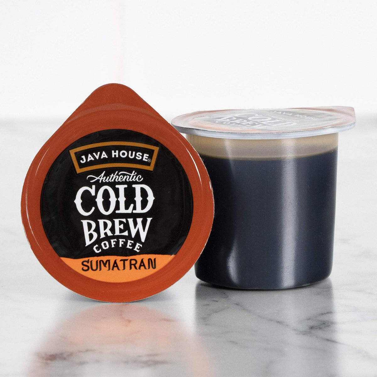 Java House Dark Roast Sumatran Cold Brew Capsules — Peel & Pour, 12 Count, TSA-Approved
