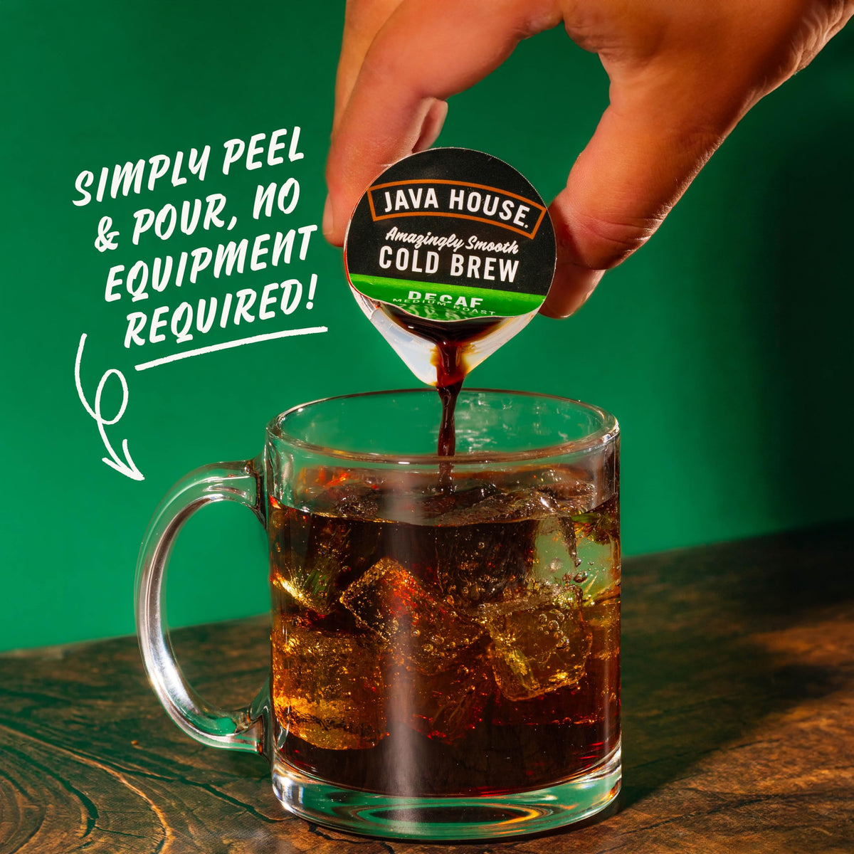 JAVA HOUSE Decaf Cold Brew Capsules – Medium Roast, Peel & Pour, 12 ct