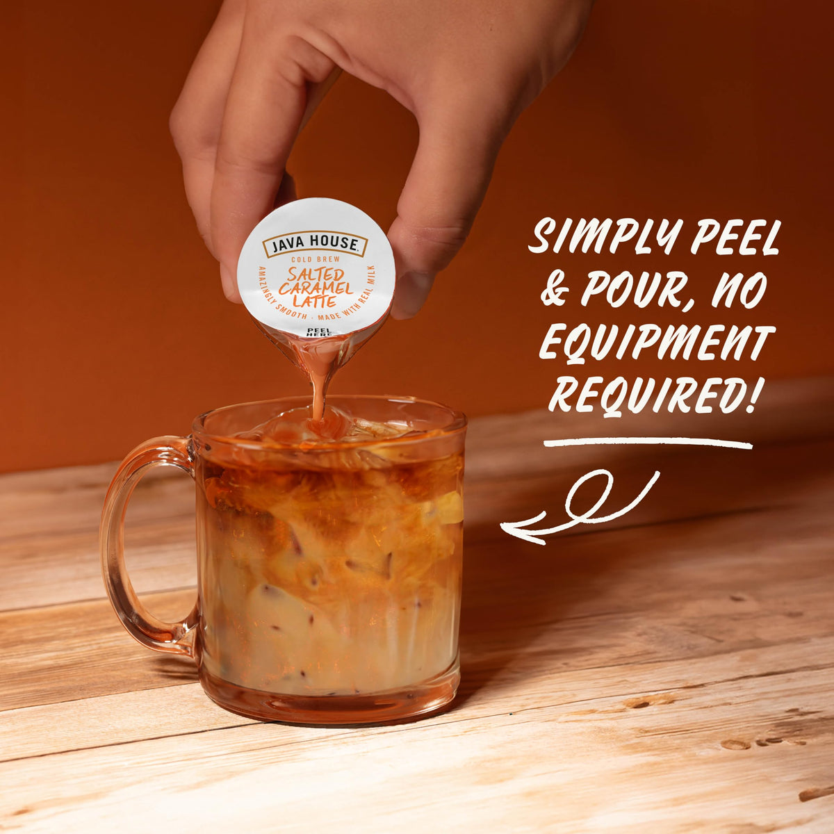 JAVA HOUSE Salted Caramel Latte Cold Brew Pods – Peel & Pour, 12 Count