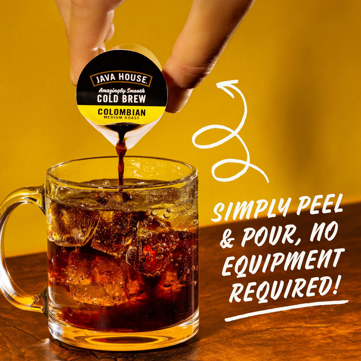 JAVA HOUSE Lightly Sweet Salted Caramel Cold Brew Capsules – Peel & Pour, 12 Count