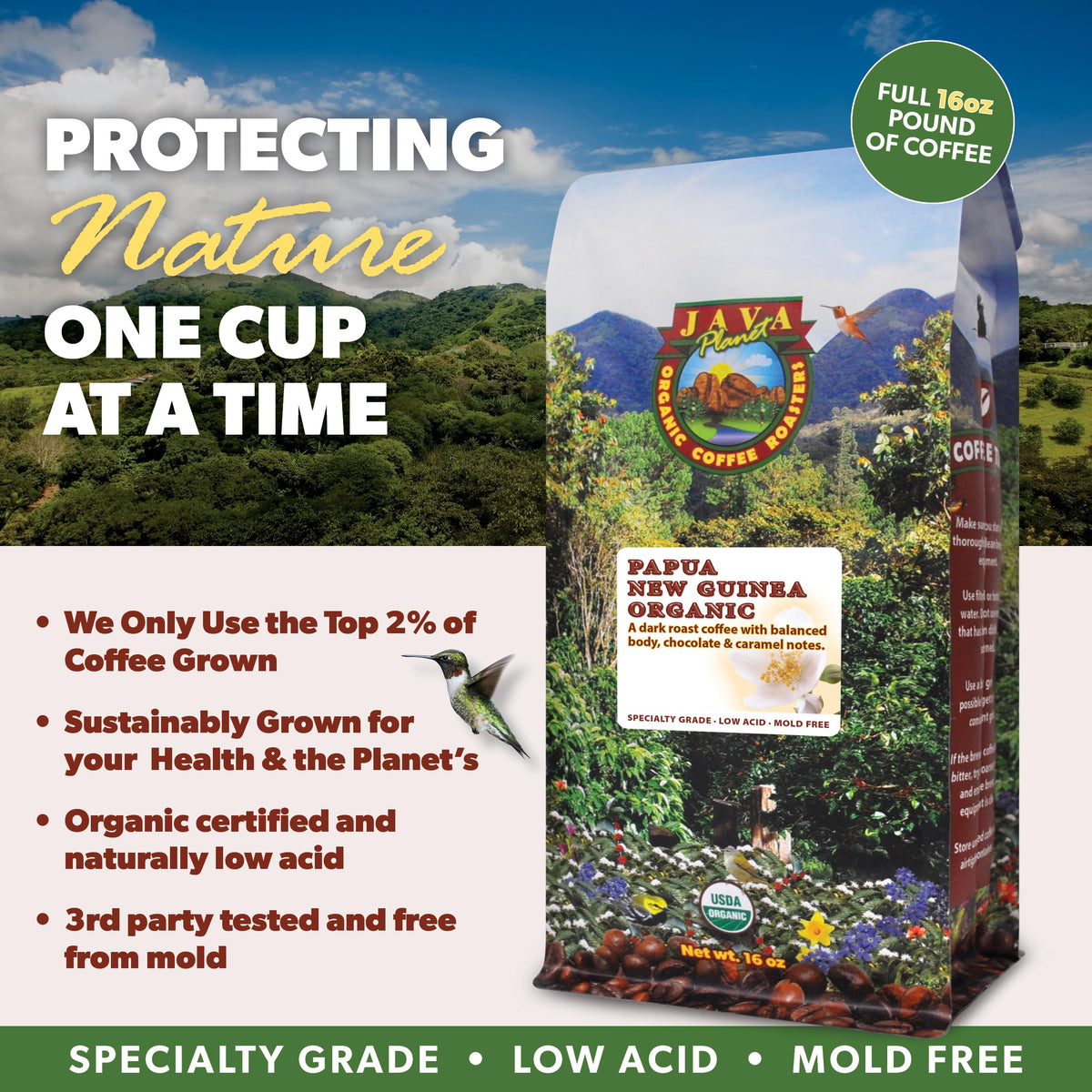 Low Acid Organic Coffee – Whole Bean, Mold-Free | Java Planet PNG