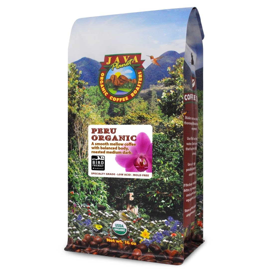 Java Planet Low Acid Organic Coffee – Whole Bean, Mold-Free, Smithsonian Bird Friendly (Peruvian)