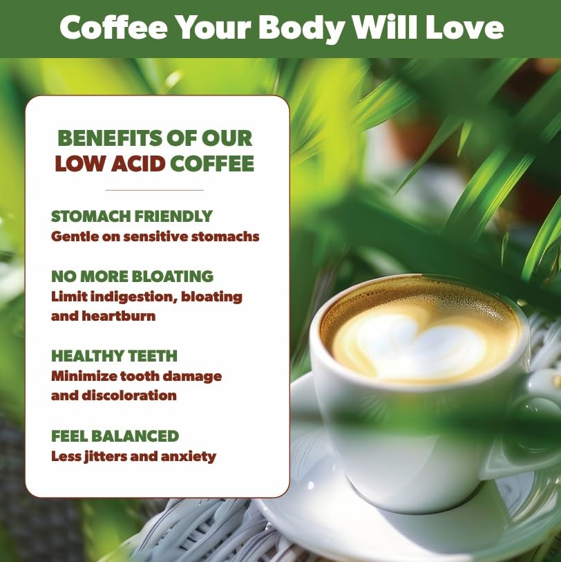 Java Planet Low Acid Organic Coffee – Whole Bean Espresso Blend, Dark Roast, 1lb