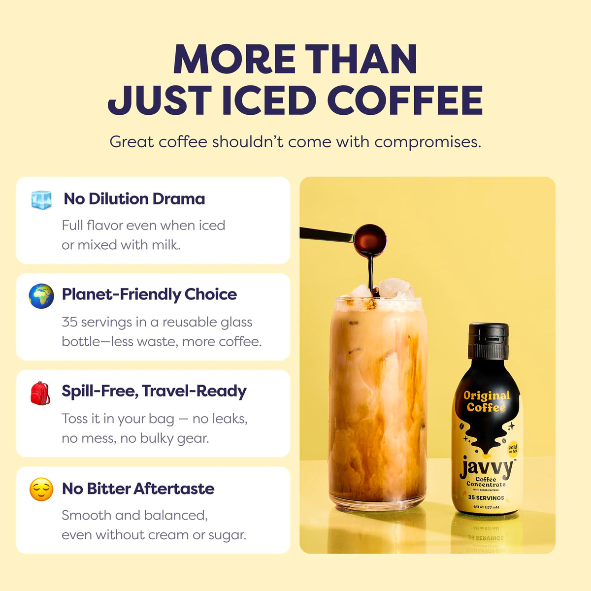 Javvy Coffee Concentrate - Cold Brew & Hot Coffee, 35 Servings, Premium Arabica