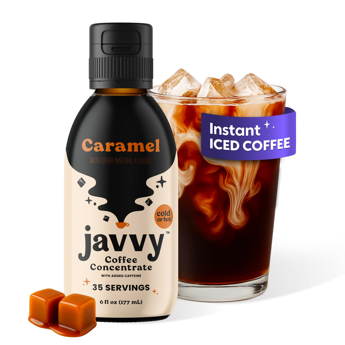 Javvy Coffee Concentrate - Cold Brew & Hot Drinks, 35 Servings, Caramel