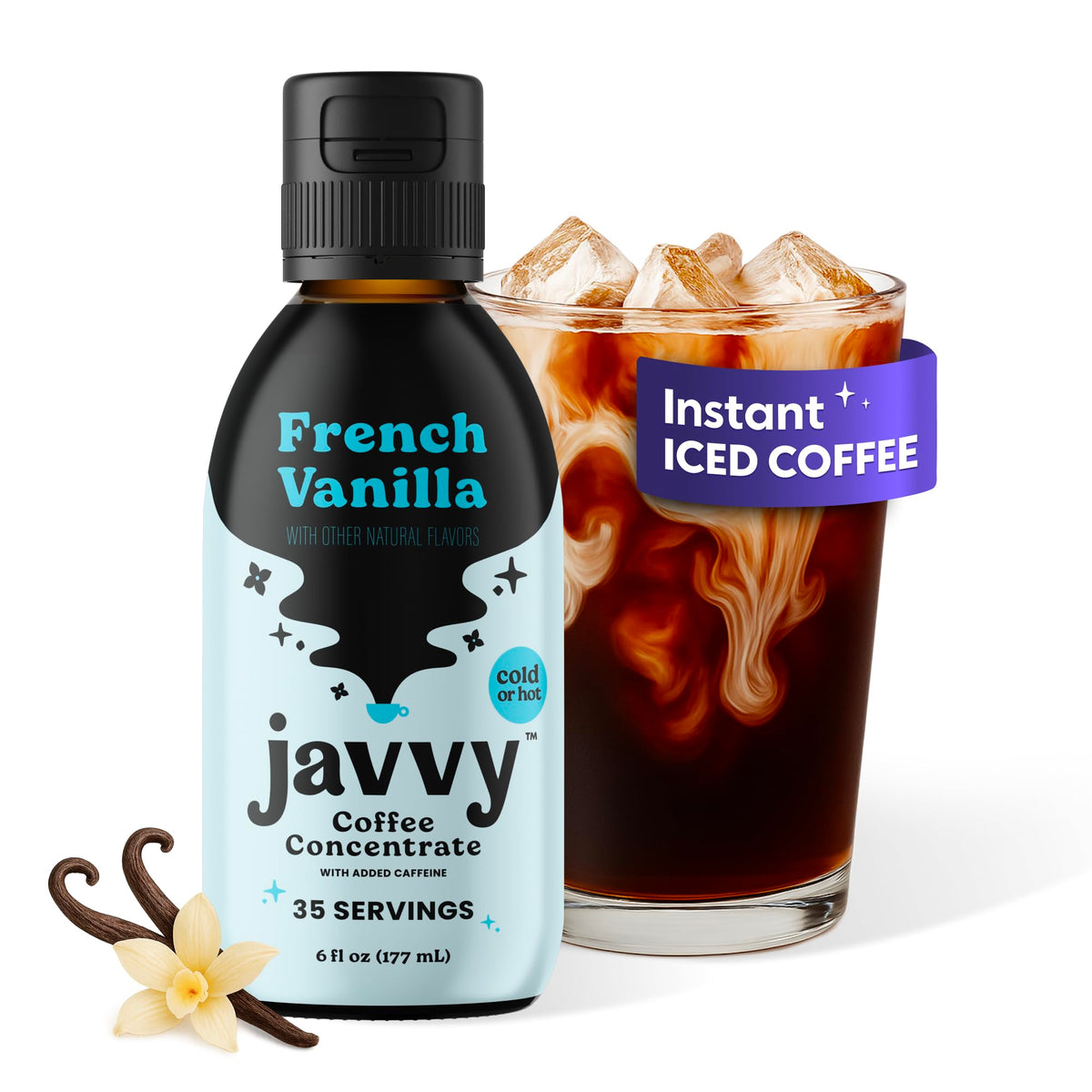 Javvy Coffee Concentrate – Cold Brew, 35 Servings, French Vanilla