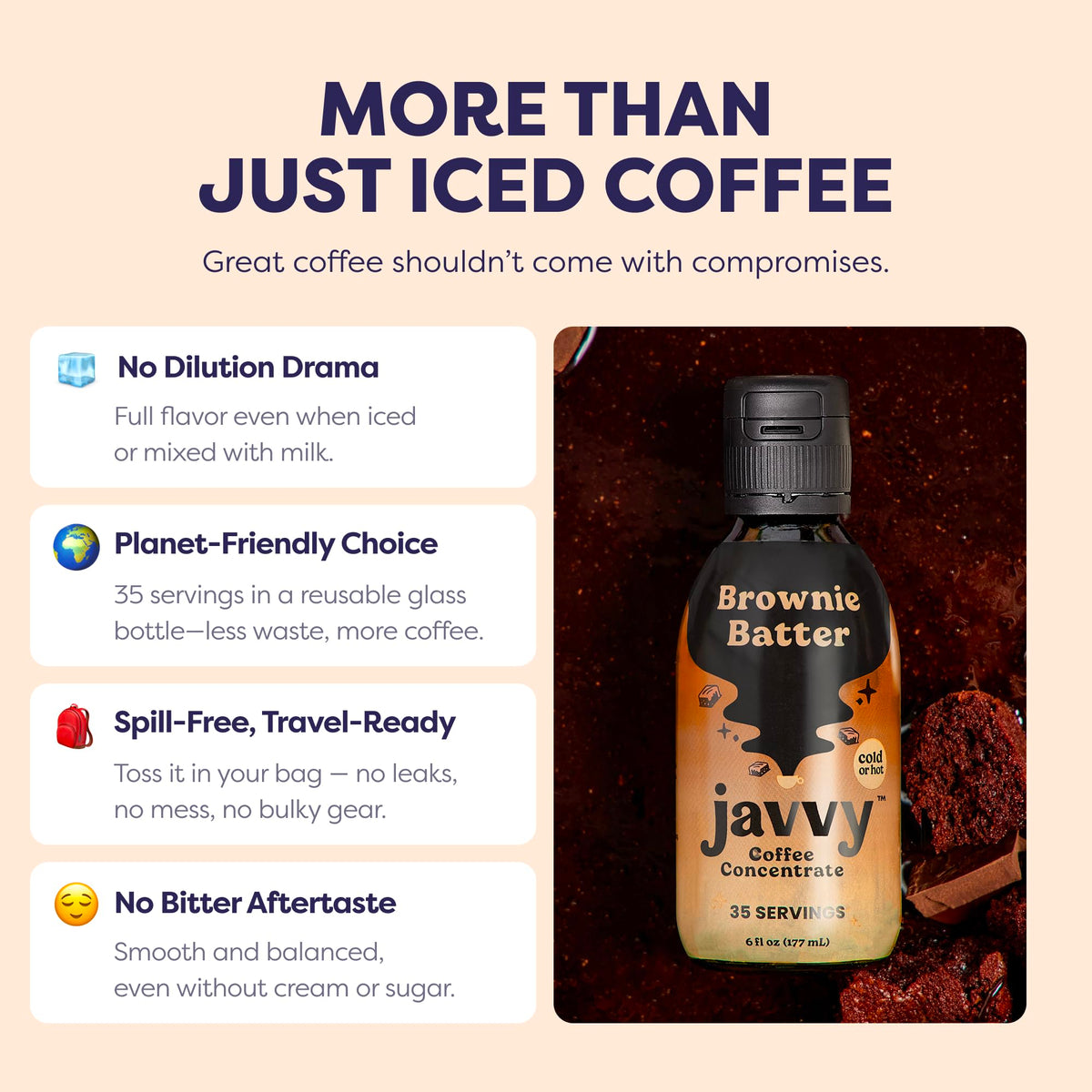Javvy Coffee Concentrate Brownie Batter (Limited Release) — 35 Servings, 60 mg per Teaspoon