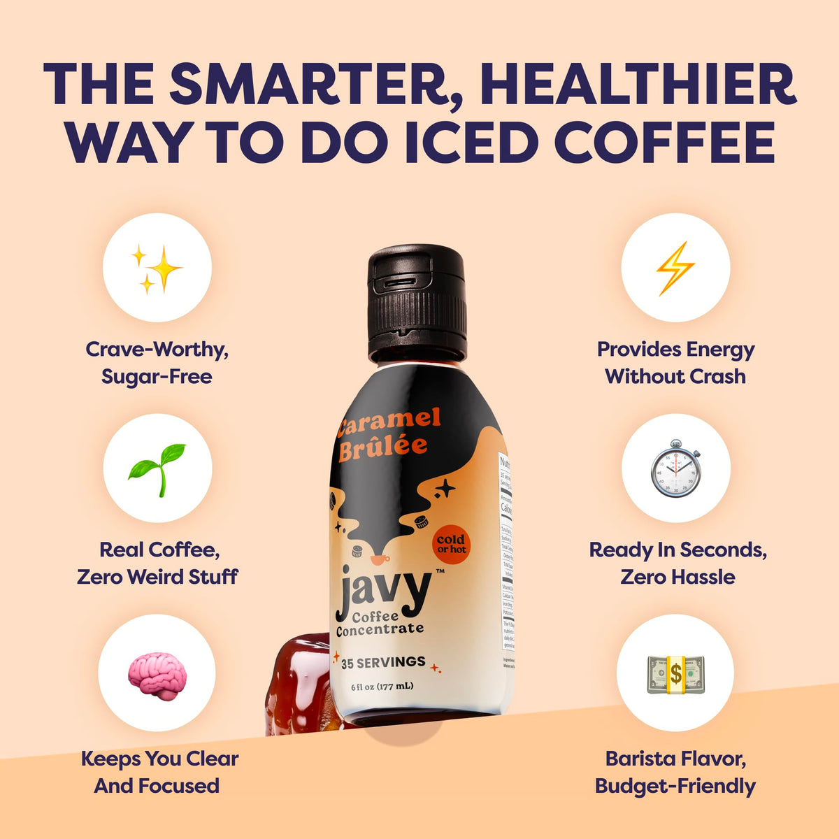 Javvy Caramel Brulee Coffee Concentrate — Limited Release, 35 Servings, For Hot or Iced Coffee