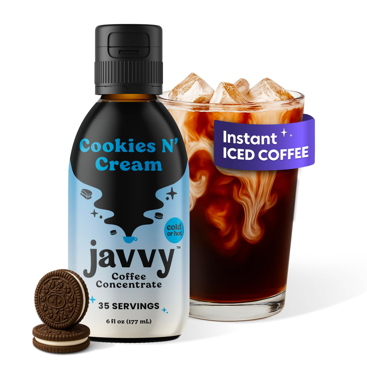 Javvy Coffee Concentrate – Cookies N’ Cream (Limited Release), 35 Servings for Hot or Iced Coffee