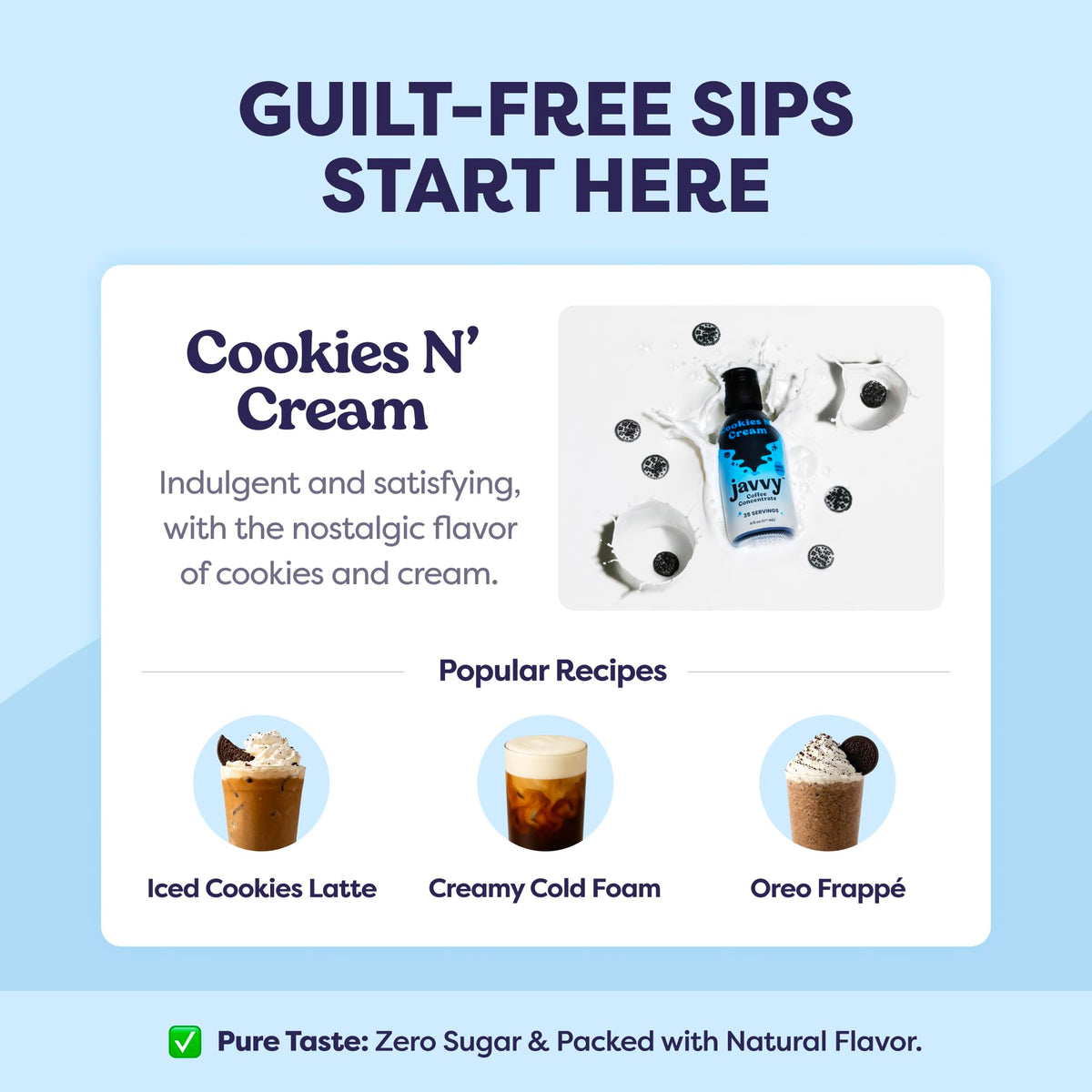 Javvy Coffee Concentrate – Cookies N’ Cream (Limited Release), 35 Servings for Hot or Iced Coffee
