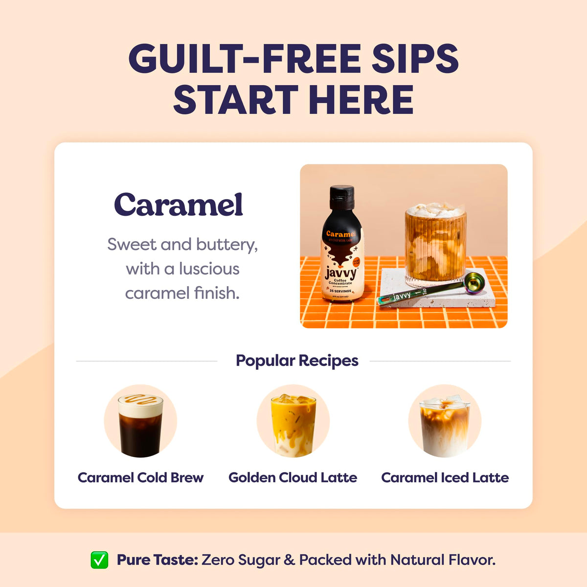 Javvy Coffee Concentrate - Cold Brew & Hot Drinks, 35 Servings, Caramel