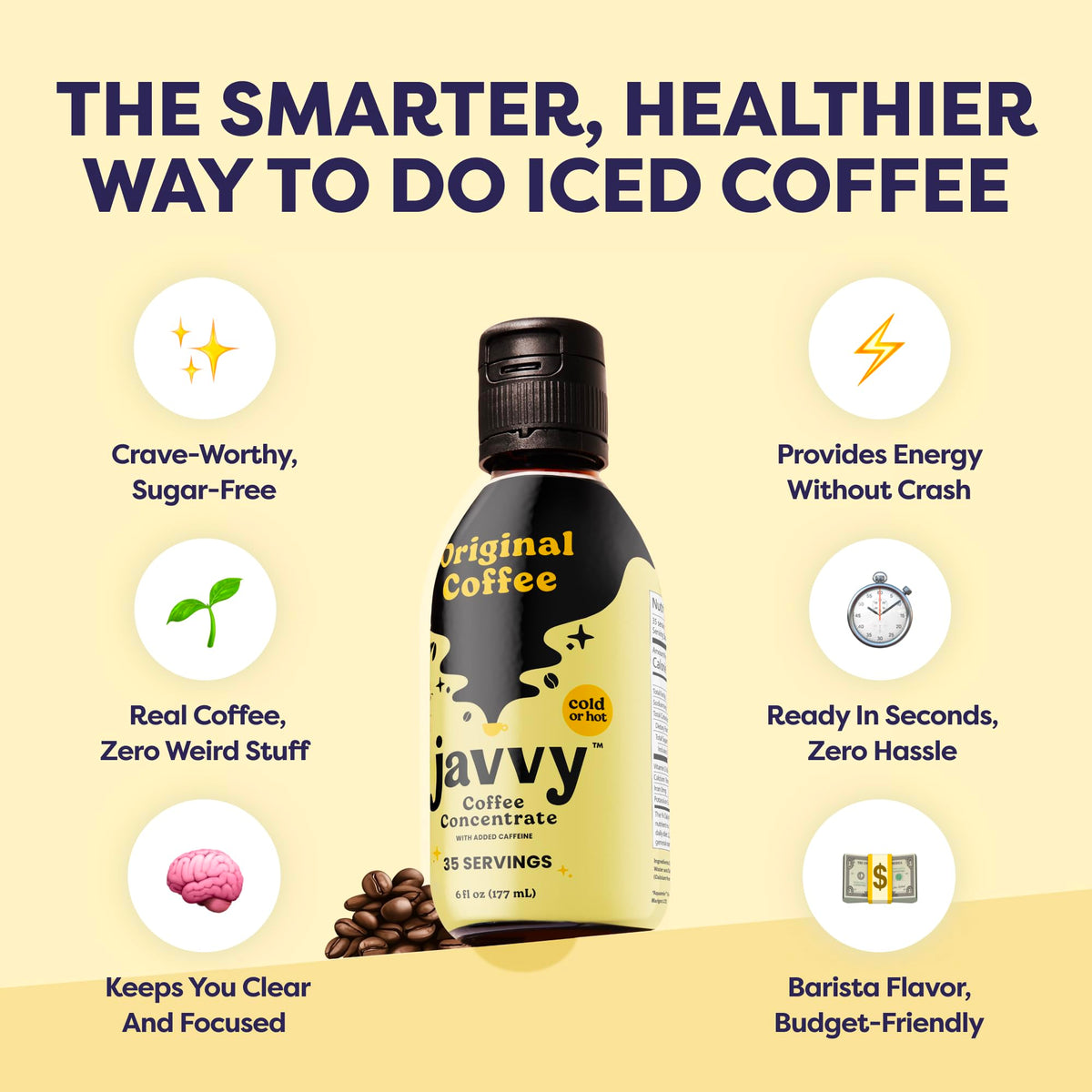 Javvy Coffee Concentrate - Cold Brew & Hot Coffee, 35 Servings, Premium Arabica