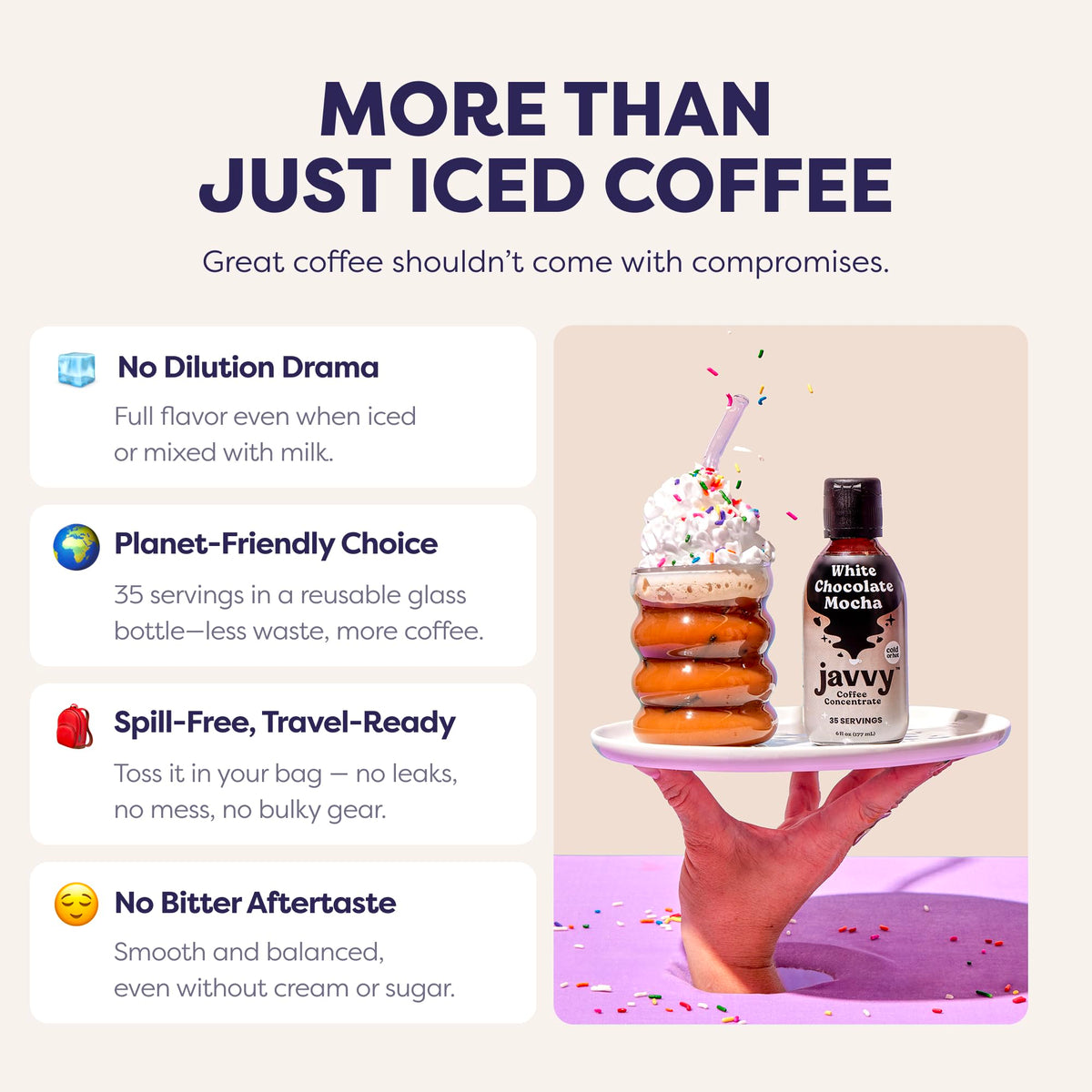 Javvy Coffee Concentrate – White Chocolate Mocha (Limited Release) | 35 Servings for Cold Brew & Hot Drinks