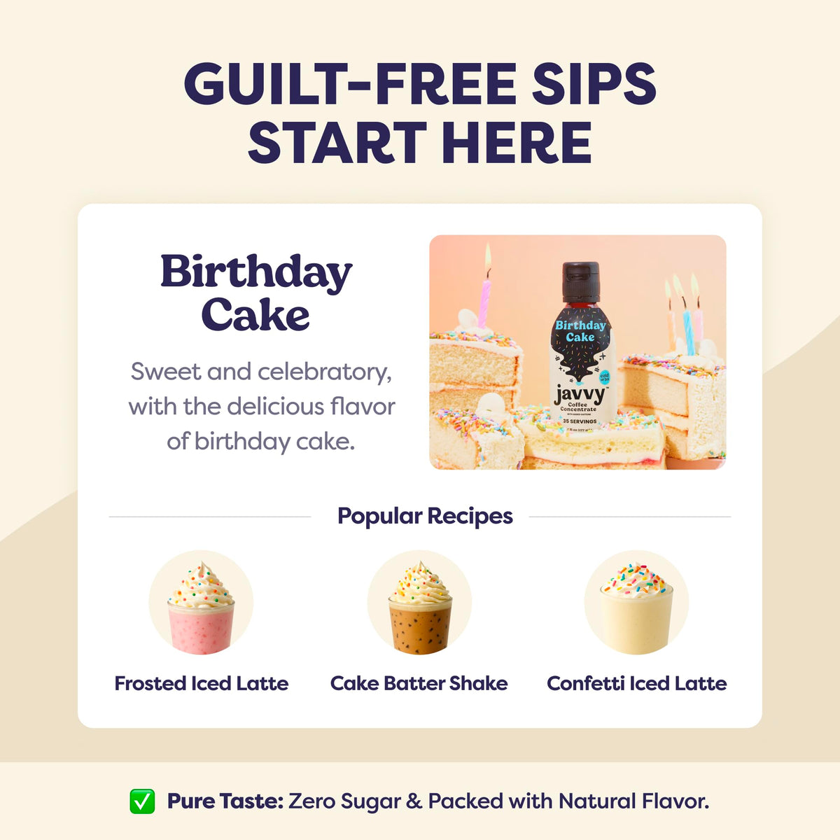Javvy Coffee Concentrate - Birthday Cake (Limited Release) | 35 Servings, 60mg caffeine per teaspoon