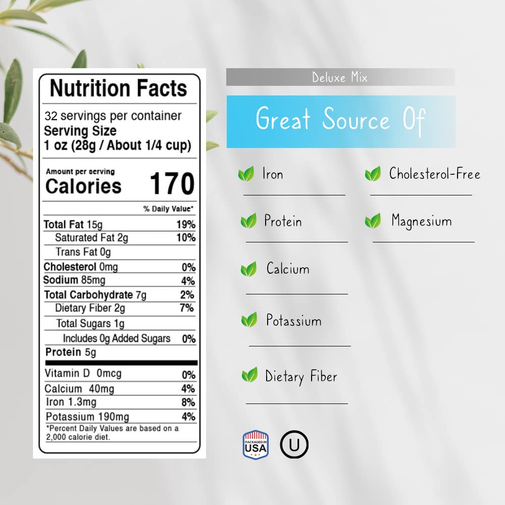 Jaybee's Mixed Nuts Deluxe: Roasted & Salted 32 oz Jar | Keto & Vegan Friendly Gourmet Snack