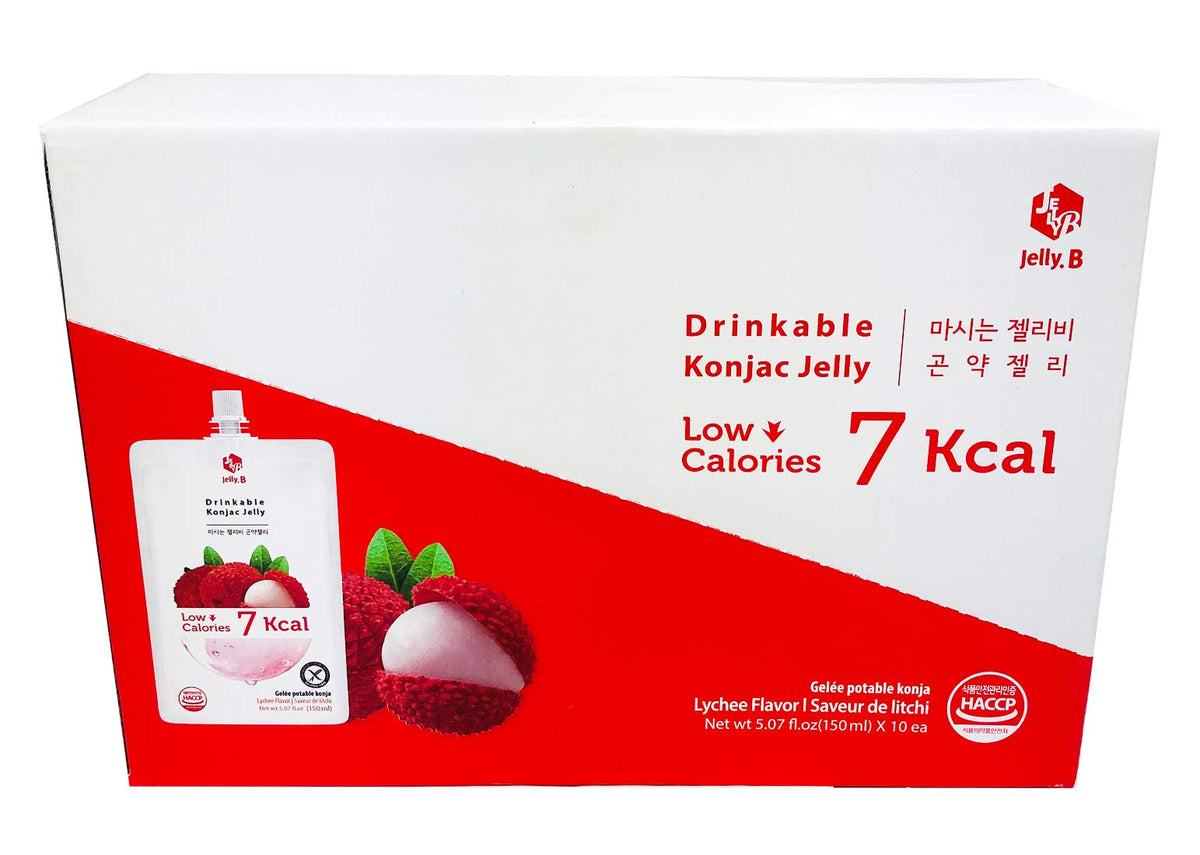 Jayone JELLY B Drinkable Konjac Jelly – Lychee, 10 Pack, 7 kcal per 150ml, 0 Sugar