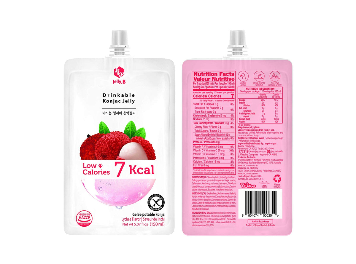 Jayone JELLY B Drinkable Konjac Jelly – Lychee, 10 Pack, 7 kcal per 150ml, 0 Sugar