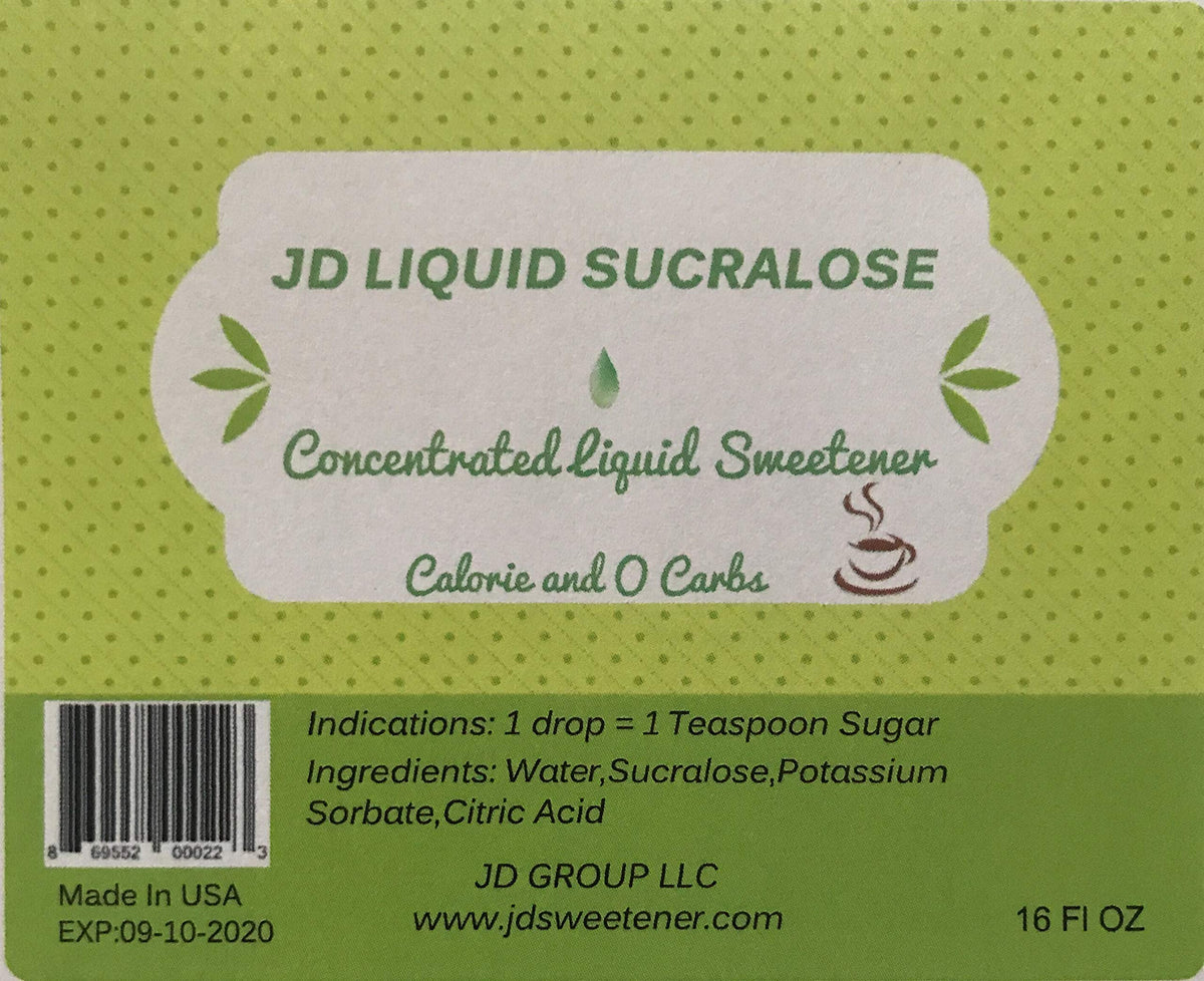 JD Sweetener Liquid Sucralose 16 oz – 25% Concentrated, Sugar Free