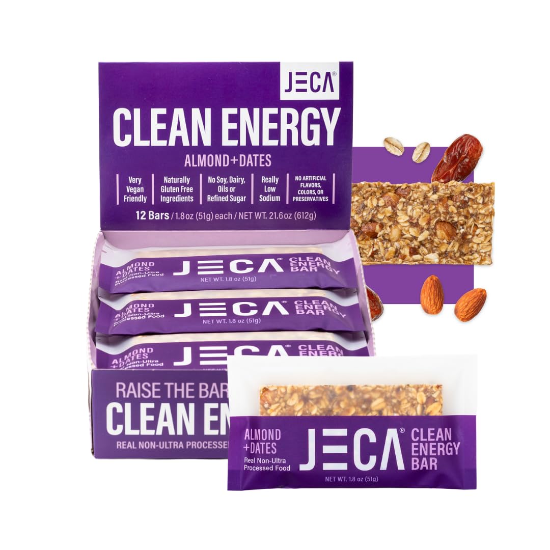 JECA Almond Dates Energy Bars – Plant-Based, Gluten-Free, 12-Pack