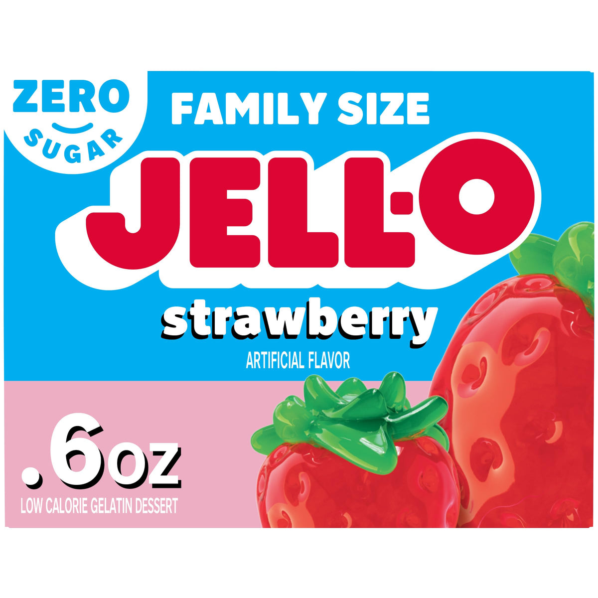 Jell-O Sugar Free Strawberry Gelatin Mix – 0.6 oz, Pack of 24 | Low-Calorie, Fat Free