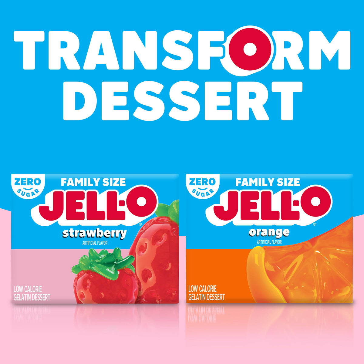 Jell-O Sugar Free Strawberry Gelatin Mix – 0.6 oz, Pack of 24 | Low-Calorie, Fat Free