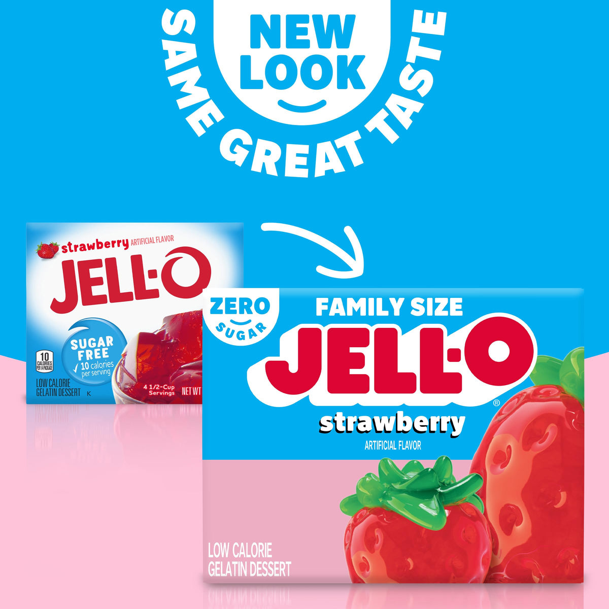 Jell-O Sugar Free Strawberry Gelatin Mix – 0.6 oz, Pack of 24 | Low-Calorie, Fat Free
