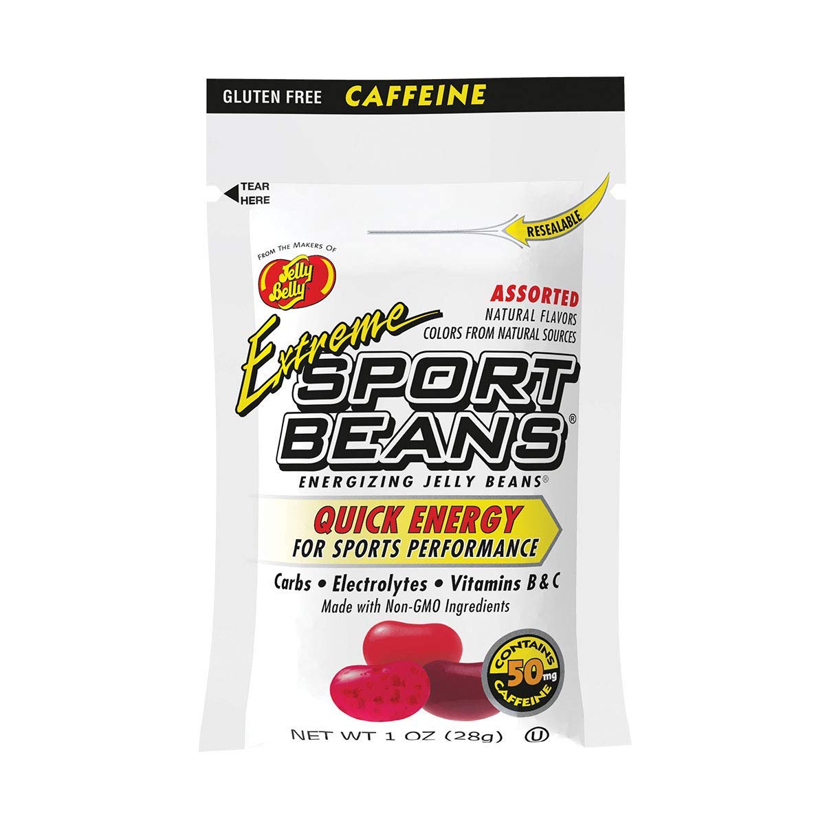 Jelly Belly Sport Beans Extreme Assorted 1oz – 24 Pack with Caffeine & Electrolytes