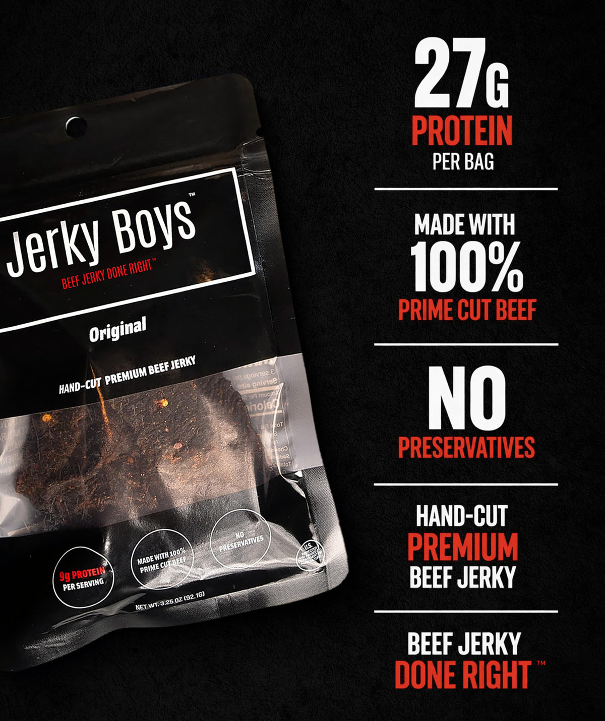 Jerky Boys Premium Beef Jerky Original 2-Pack | High Protein, Low Carb, No Preservatives