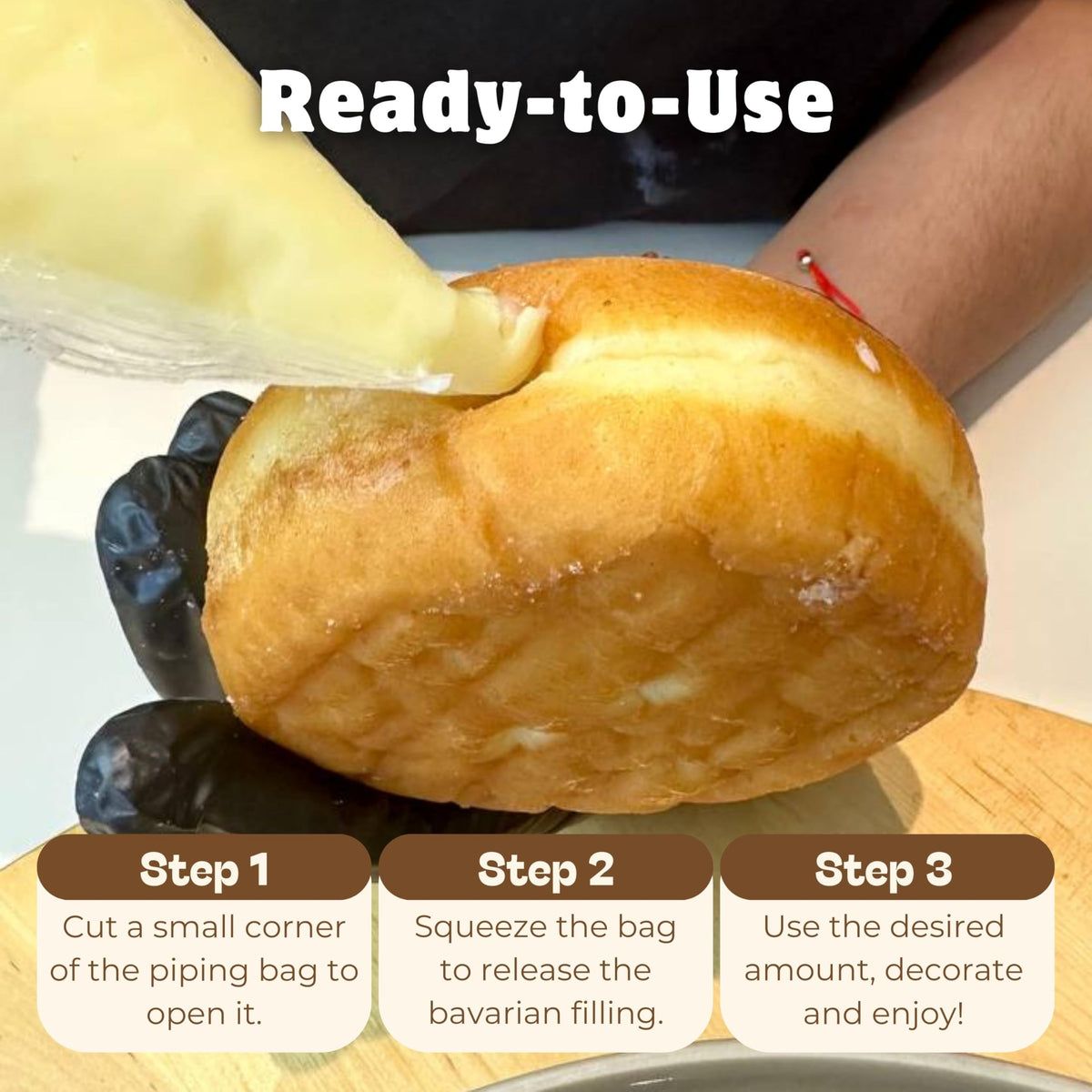 Jeynúuss Bavarian Cream Filling Pack 2 – Pastry Filling for Cakes, Cannoli, Cheesecake Tub