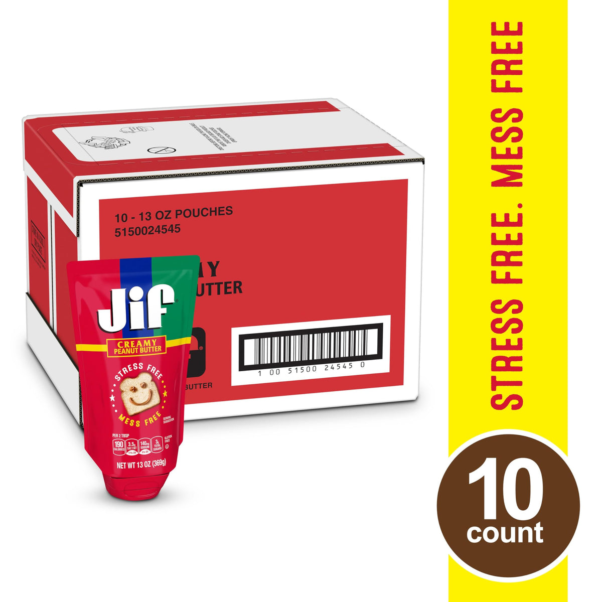 Jif Creamy Peanut Butter Squeeze Pouch | 13 oz, 10-Count Case