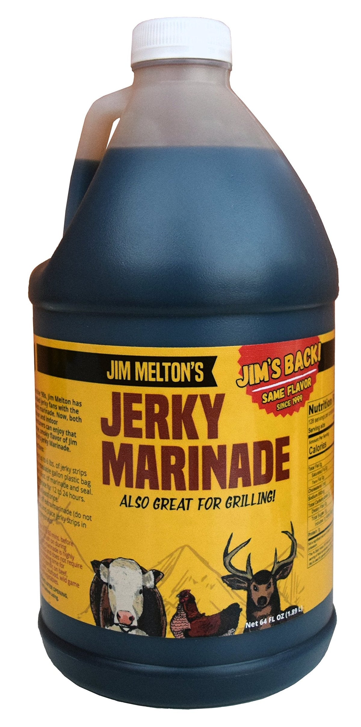 Jim Melton's Jerky Marinade – 64 oz Hickory Smoke Flavor, No MSG or Nitrates, Great for Jerky & Grilling