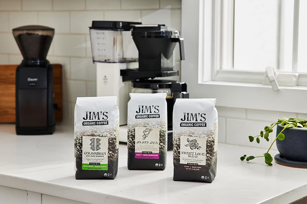 Jim’s Organic Coffee – Colombian Single Origin, Medium Roast, Whole Bean, 5 lb