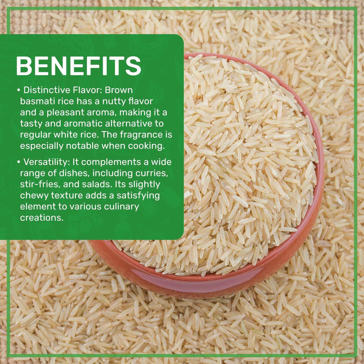 Jiva Organics Brown Basmati Rice - 10 lb Bag | Premium Organic