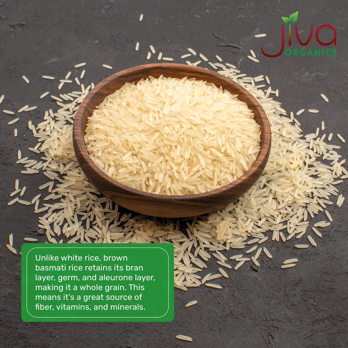 Jiva Organics Brown Basmati Rice - 10 lb Bag | Premium Organic