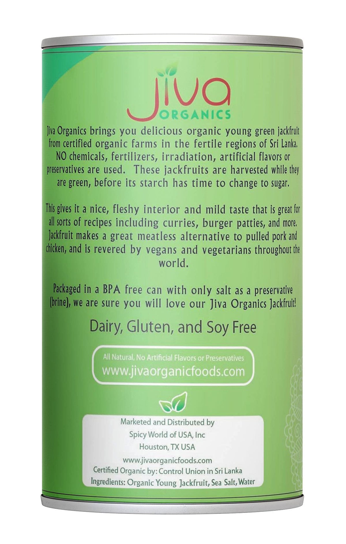 Jiva Organics Young Green Jackfruit – 14 oz Cans (Pack of 6) BPA Free, Gluten Free