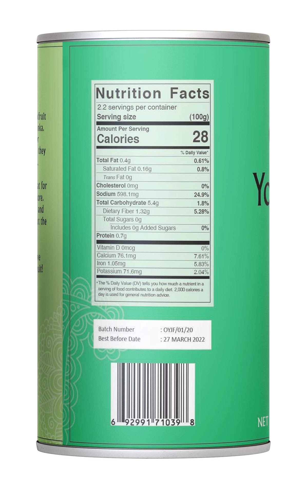 Jiva Organics Young Green Jackfruit – 14 oz Cans (Pack of 6) BPA Free, Gluten Free