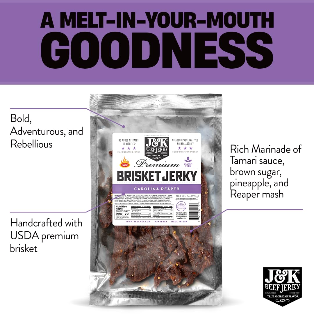 J&K Beef Jerky Carolina Reaper Brisket – Small-Batch American Made 7oz