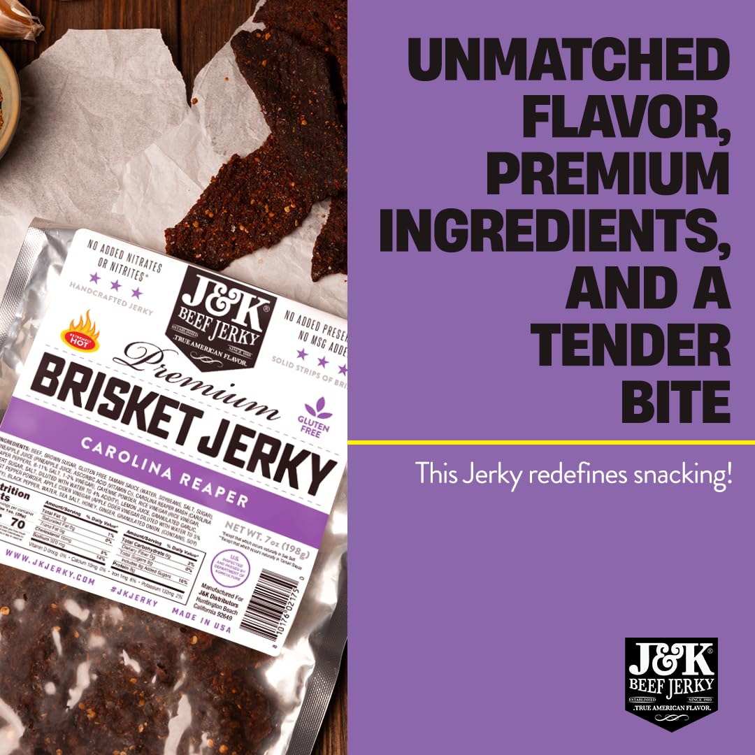 J&K Beef Jerky Carolina Reaper Brisket – Small-Batch American Made 7oz