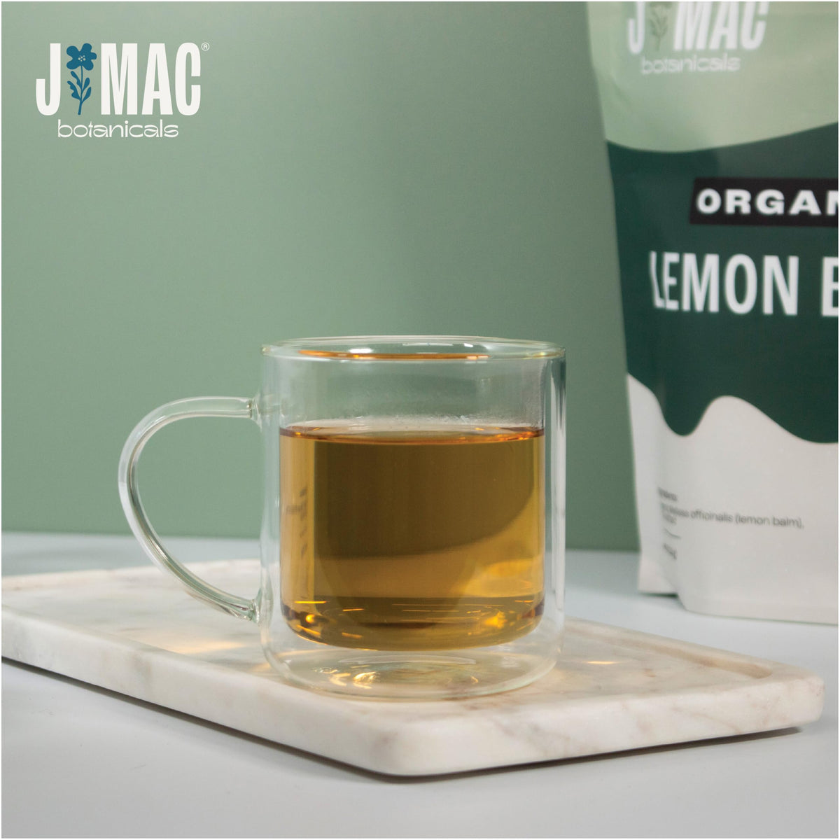 J Mac Botanicals Organic Lemon Balm Tea (16 oz) – Loose Leaf, USDA Organic