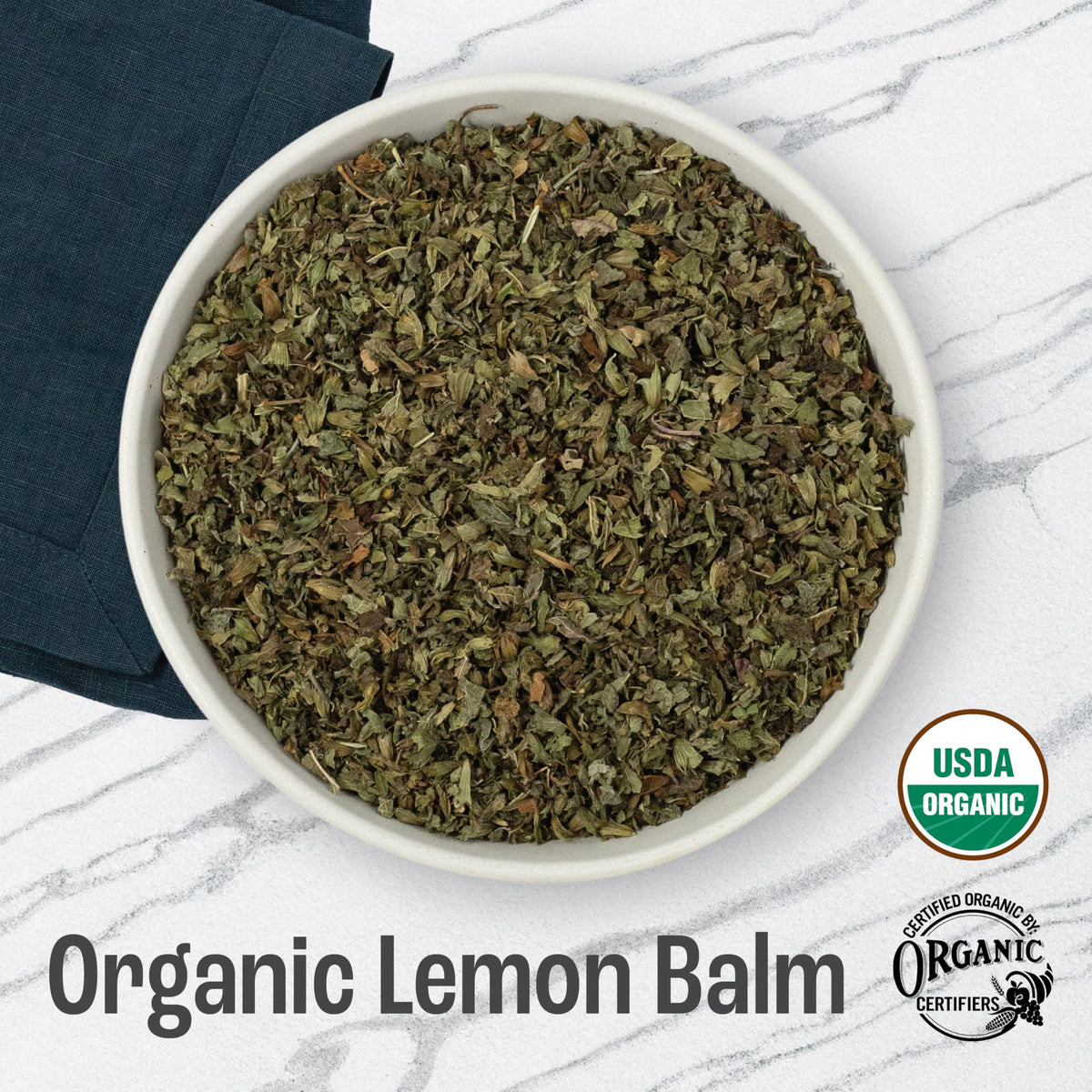 J Mac Botanicals Organic Lemon Balm Tea (16 oz) – Loose Leaf, USDA Organic