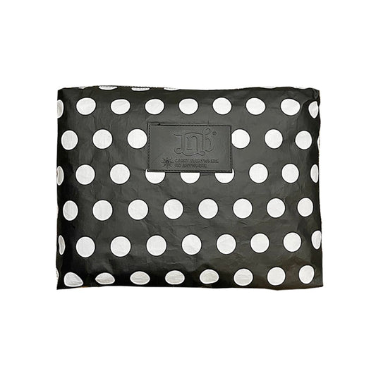 JNB 100% Coated Tyvek Material Polka Dot Beach Pouch, Waterproof Pouch for Beach, Make-up, Wet Dry Bag,Clutch, Bk01
